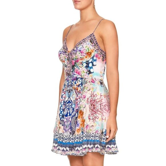 Camilla Short Dress With Tie Front Shibori Shores Size Small - Picture 10 of 12